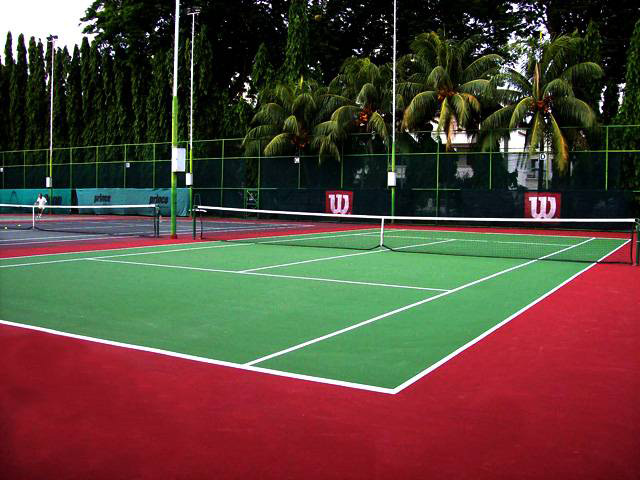 Resurfaced 1 tennis hard court using Plexipave Coating System, USA for Chinese Recreation Club, Penang