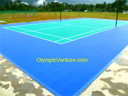 Outdoor interlocking Techtiles Badminton court for a school in Perak.