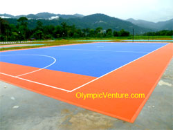 Outdoor interlocking Techtiles Basketball court for a school in Perak.