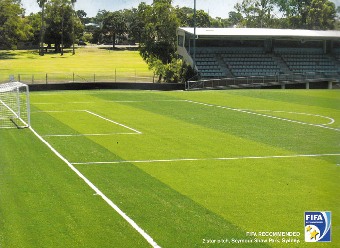 2 Star FIFA Soccer Field Pitch at Seymour Shaw Park, Sydney using Synthetic Turf.